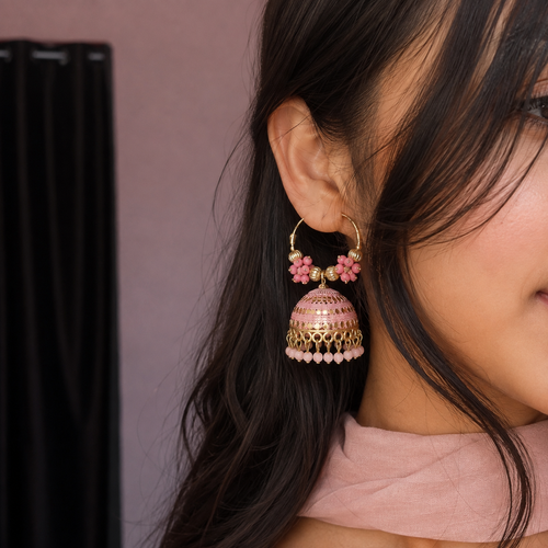 Pink Bloom Jhumka