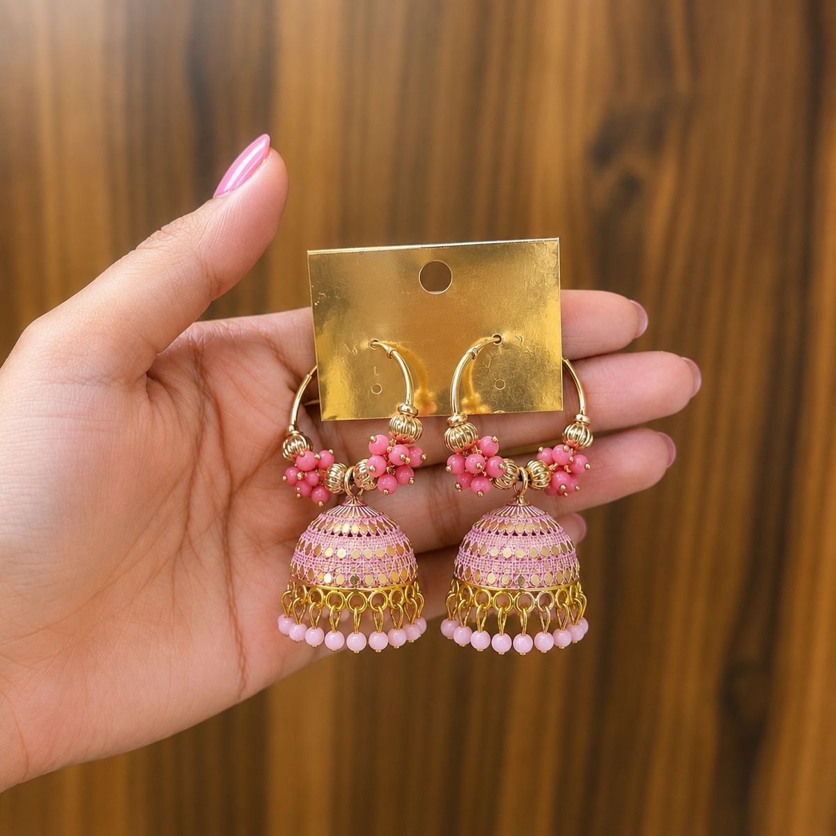 Pink Bloom Jhumka