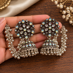 Floral Oxidised Chain Jhumka